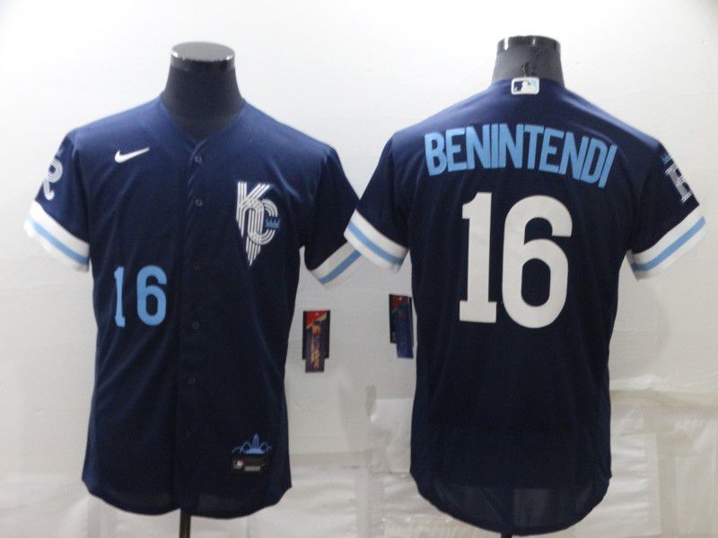 Men Kansas City Royals #16 Benintendi Blue City Edition Elite Nike 2022 MLB Jerseys